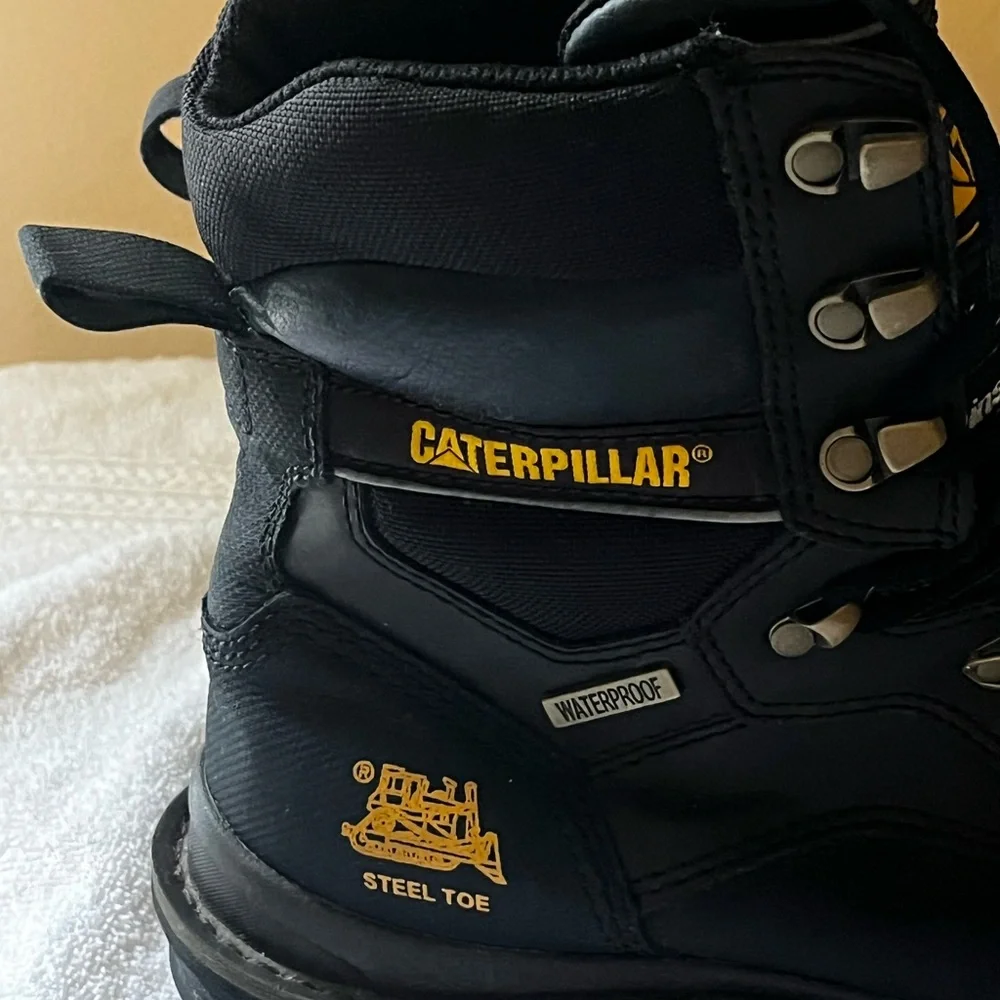 Caterpillar Black Waterproof Steel Toe Safety Shoes Sz 9.5